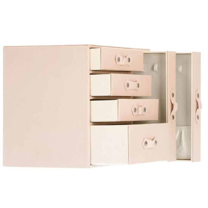 (DL) Cutie depozitare si organizare bijuterii, piele ecologica + velur, 26 x 22 x 18 cm, roz [9]