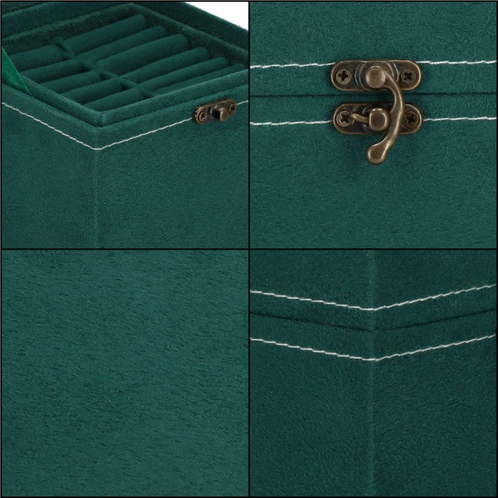 (DL) Cutie depozitare si organizare bijuterii, velur, 12x 12 x 12 cm, verde [13]