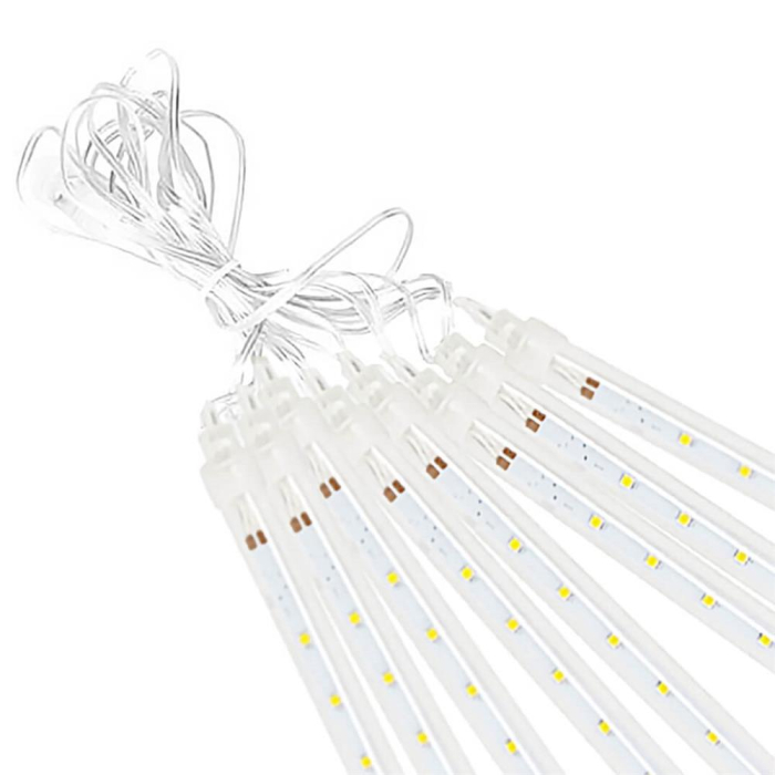 (DL) Instalatie de Craciun, 8 tuburi, 30cm, 144 LED, ploaie de meteoriti, alb [10]