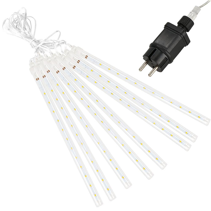 (DL) Instalatie de Craciun, 8 tuburi, 30cm, 144 LED, ploaie de meteoriti, alb [6]