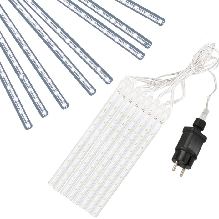 (DL) Instalatie de Craciun, 8 tuburi, 30cm, 144 LED, ploaie de meteoriti, alb [4]