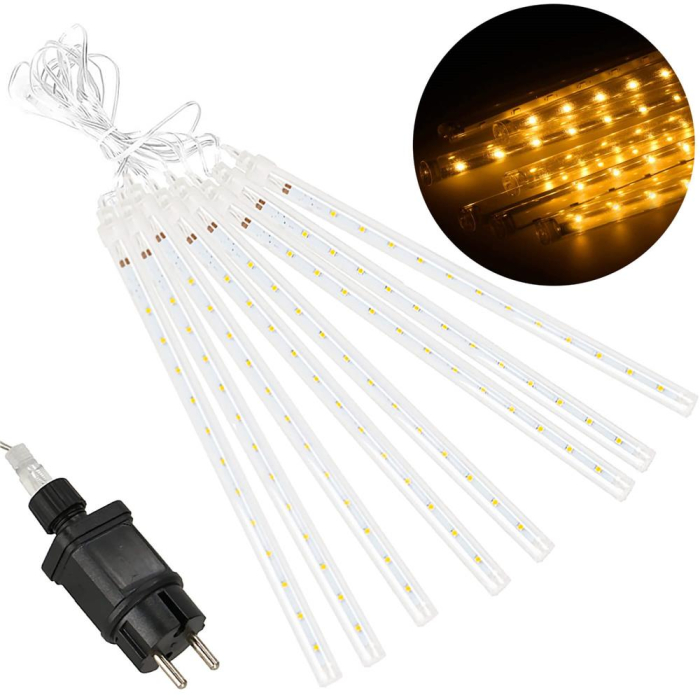 (DL) Instalatie de Craciun, 8 tuburi, 30cm, 144 LED, ploaie de meteoriti, galben [3]