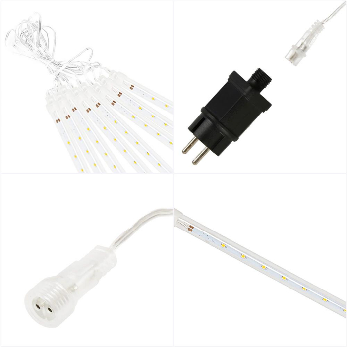 (DL) Instalatie de Craciun, 8 tuburi, 30cm, 144 LED, ploaie de meteoriti, galben [11]