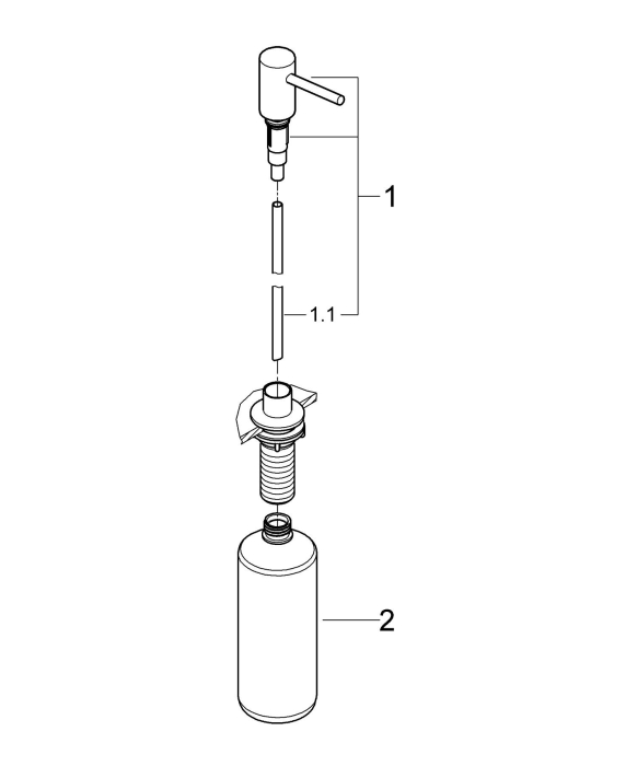 Dozator sapun bucatarie Grohe 40535DC0, Cosmo, incastrat, 400 ml, mat, otel satinat [4]