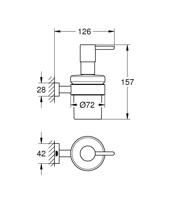 Dozator sapun Grohe 40756001, 157 mm, 74 mm, 1 orificii instalare, 150 volum ml, pe perete, Transparent [3]