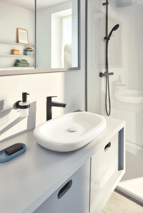 Dozator sapun Grohe 411882430, 144 mm, 126 mm, 2 orificii instalare, 160 volum ml, pe suport, sticla, metal, Negru [4]