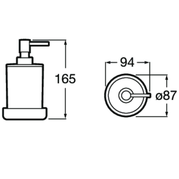 Dozator sapun Roca A817026001, 165 mm, 94 mm, 2 orificii instalare, 300 volum ml, pe blat, interior zona montaj, Crom [3]