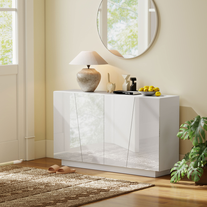  Dulap Alb 150×40×88 cm - 5 Niveluri & Polita Reglabila [8]