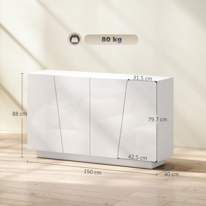  Dulap Alb 150×40×88 cm - 5 Niveluri & Polita Reglabila [3]