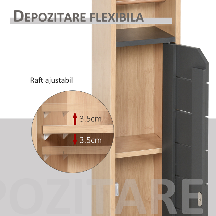  Dulap Baie - 18×18×75 cm, Raft Reglabil pentru Hartie Igienica [5]