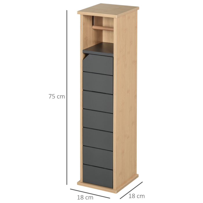 Dulap Baie - 18×18×75 cm, Raft Reglabil pentru Hartie Igienica [3]