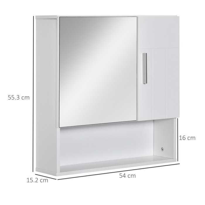  dulap baie, 2 usi, oglinda inclusa, 54x15.2x55.3 cm, alb [3]