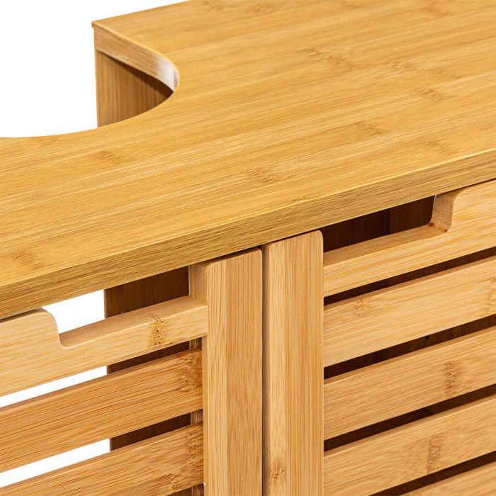 Dulap baie 5Five Sicela pentru lavoar, cu usi si rafturi, bambus si MDF, 60x28x80 cm, natur [5]