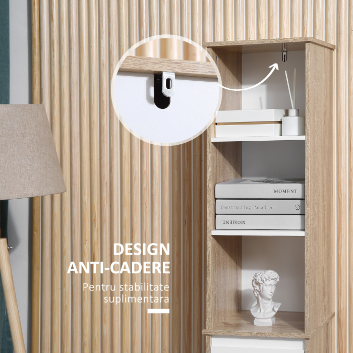  Dulap baie, cu ajutorul dispozitivului anticadere, de dimensiuni reduse, dulap tip coloana din lemn, 32.6x30x171.2cm [5]