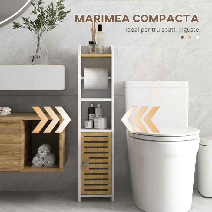  Dulap Baie cu Suport Hartie Igienica - Depozitare Compacta [6]