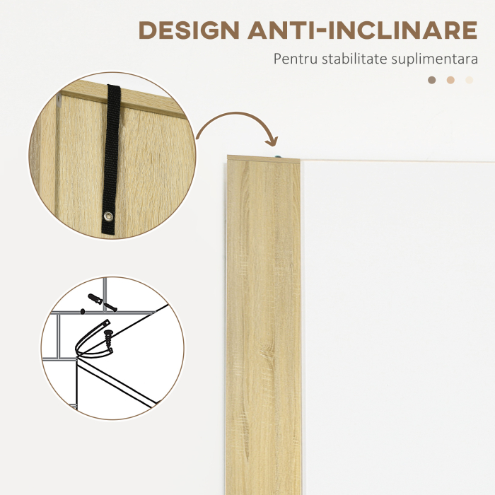  Dulap Baie din PAL Alb cu 2 Dulapioare cu Usi si  2 Rafturi Deschise, Design Anti rasturnare, 53x33.5x195.7 cm [6]