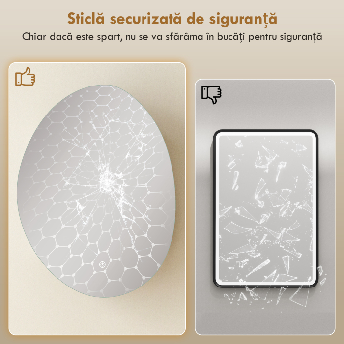  Dulap Baie LED, Anti-Condens, Iluminare Reglabila 3 Tonuri, Alb, Montare pe Perete [8]