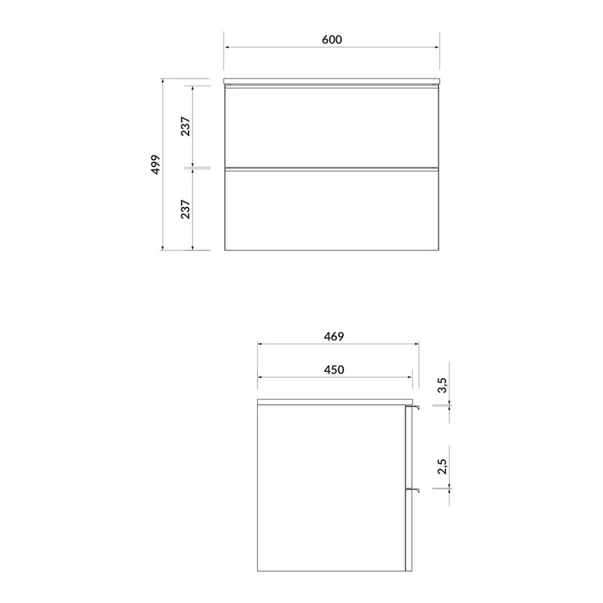 Dulap baza pentru lavoar suspendat gri stejar Cersanit Virgo 60 cm [2]