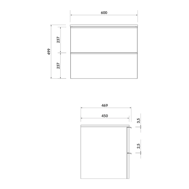 Dulap baza suspendat alb pentru lavoar pe blat Cersanit Virgo 60 cm [2]