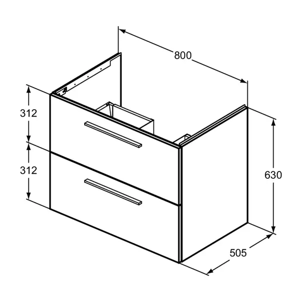 Dulap baza suspendat Ideal Standard i.life B alb mat 2 sertare 80 cm [12]