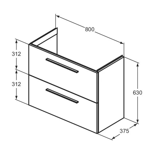 Dulap baza suspendat Ideal Standard i.life S 2 sertare alb mat 80 cm [10]