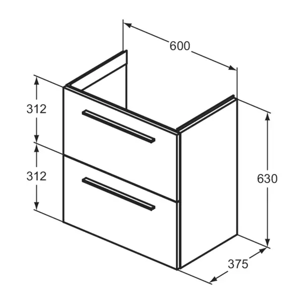 Dulap baza suspendat Ideal Standard i.life S 2 sertare stejar 60 cm [7]