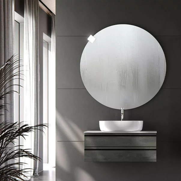 Dulap baza suspendat KolpaSan Alexis gri inchis cu blat alb 80 cm [2]