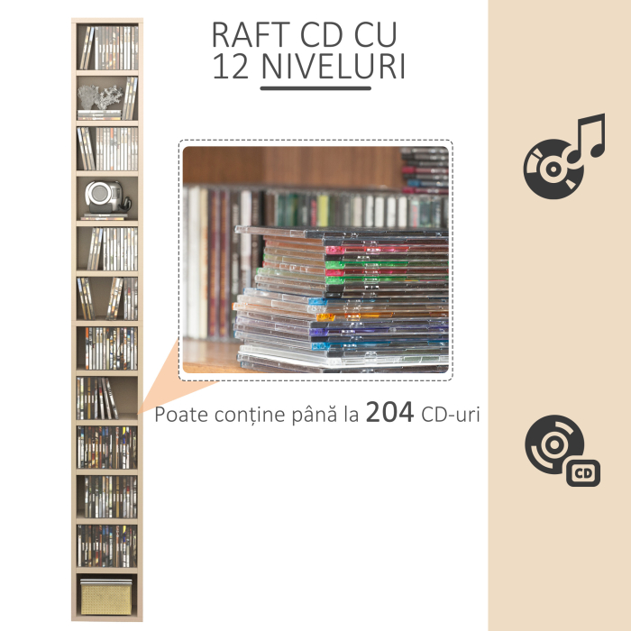  Dulap Biblioteca Suport CD-uri cu 12 Rafturi [4]