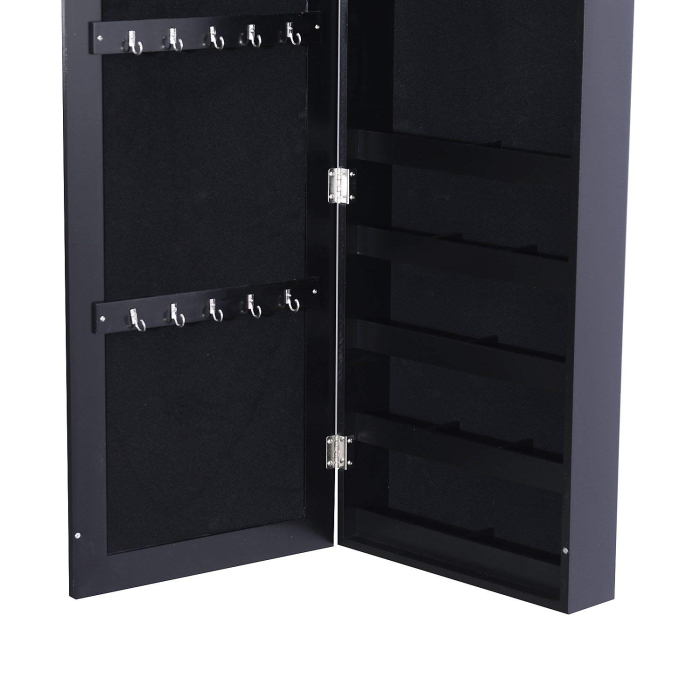  Dulap Bijuterii pentru Perete cu Oglinda din Lemn MDF, Negru,37x9.5x121cm [9]