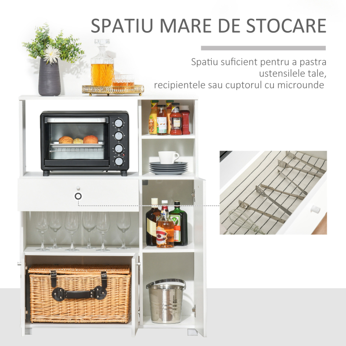  Dulap Bucatarie - Alb cu 3 Compartimente & Sertar [6]
