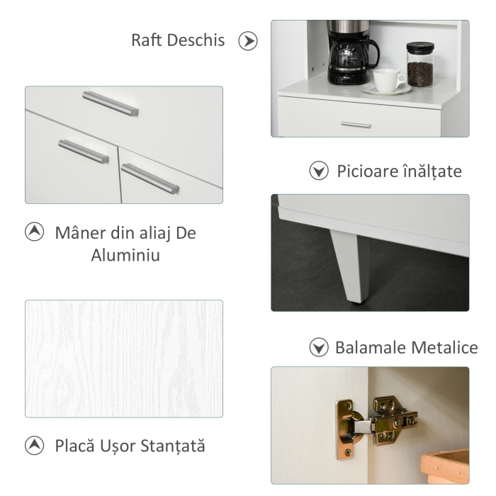  Dulap Bucatarie Mare din Lemn - Clasic Alb Elegant [7]