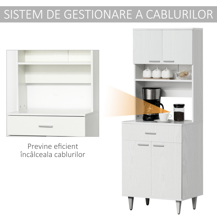  Dulap Bucatarie Mare din Lemn - Clasic Alb Elegant [6]
