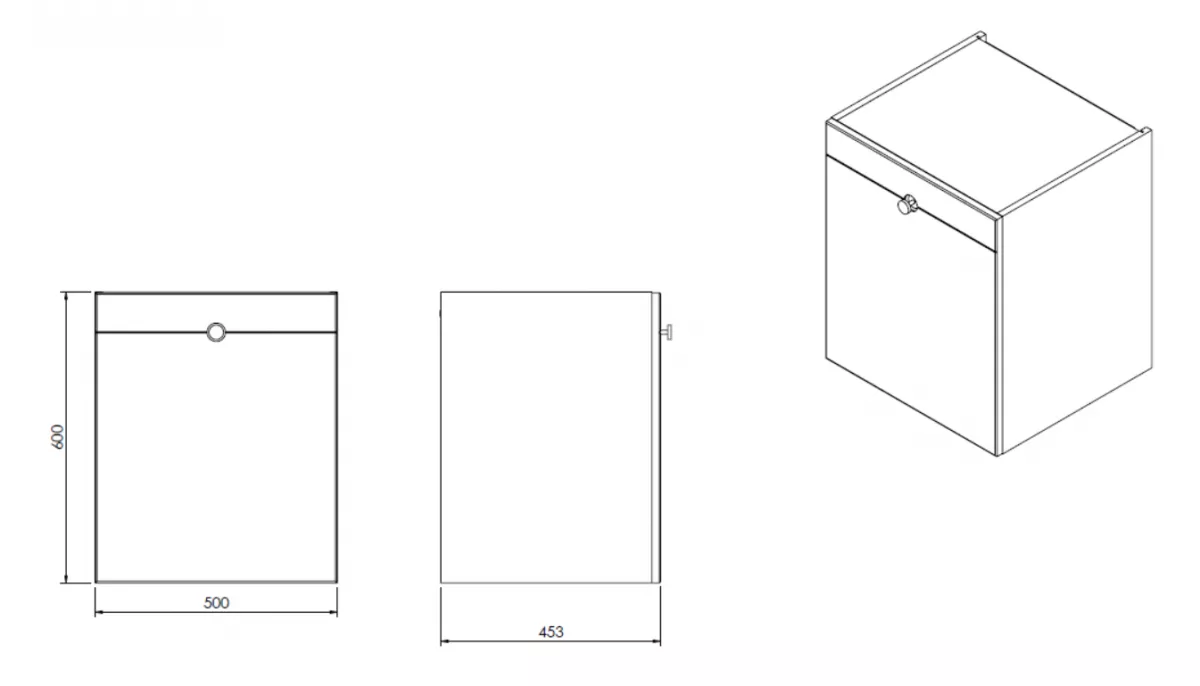 Dulap cabinet Defra Isole, suspendat, 60 x 50 x 45 cm, sertar, mat, alb, 001-B-05010 [3]