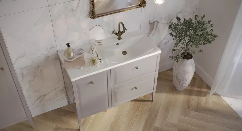 Dulap cabinet Oristo Montebianco, 40 x 46 x 60 cm, sertar, mat, bej, 47-SN1S-40-10 [6]