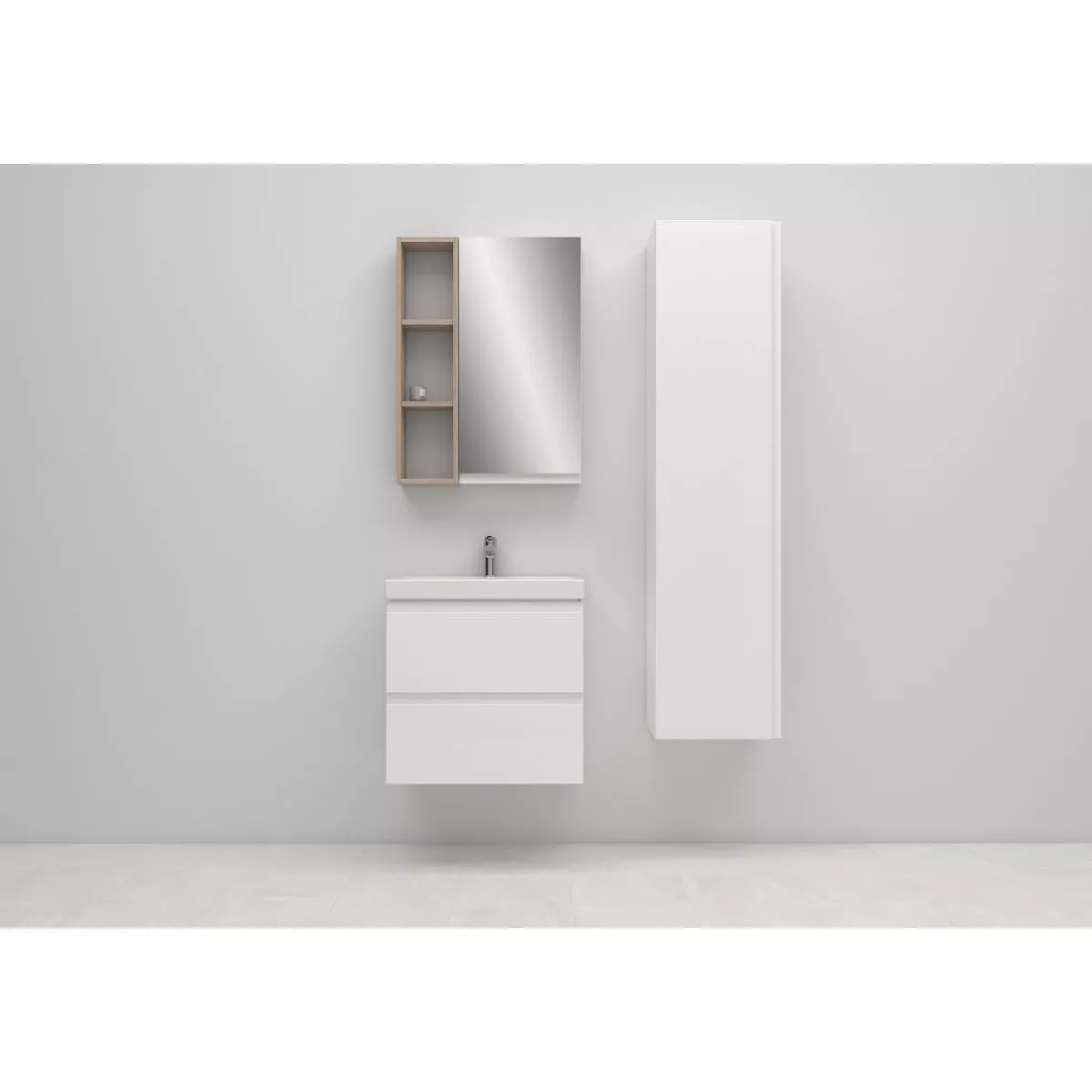 Dulap coloana Cersanit Moduo, suspendat, 20 x 14 x 80 cm, raft, mat, maro, K116-023 [2]