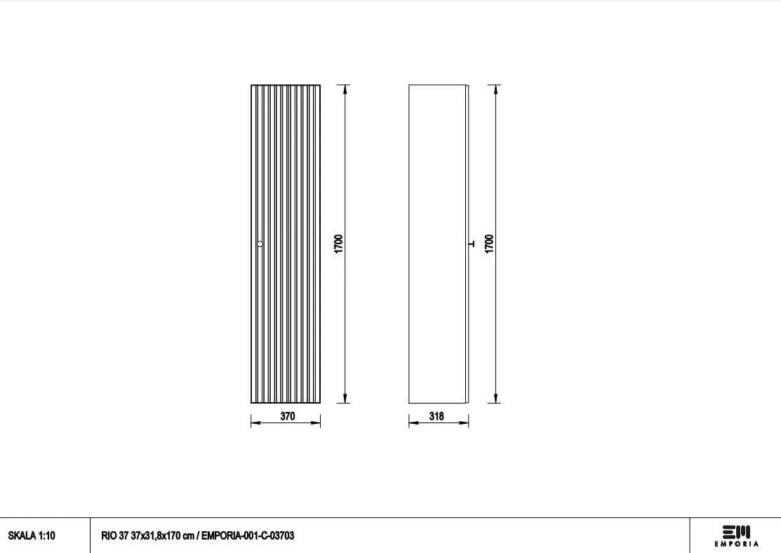 Dulap coloana Defra Fuego, 170 x 37 x 31 cm, usa, mat, negru, 001-C-03703 [2]
