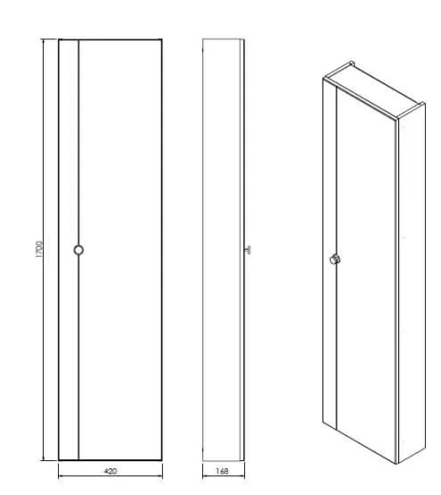 Dulap coloana Defra Isole, 170 x 42 x 17 cm, usa, mat, alb, 001-C-04202 [3]