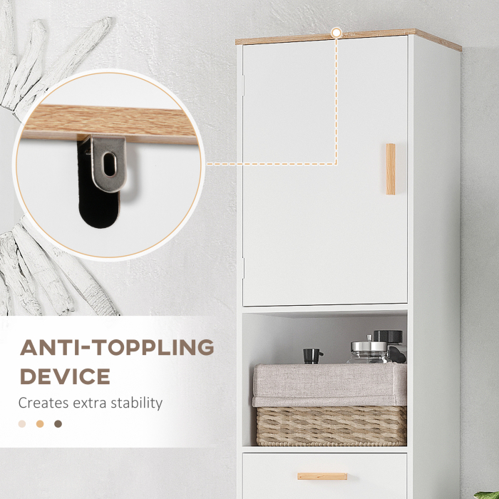  Dulap Coloana economie de spatiu din Lemn pentru Baie Alb [6]