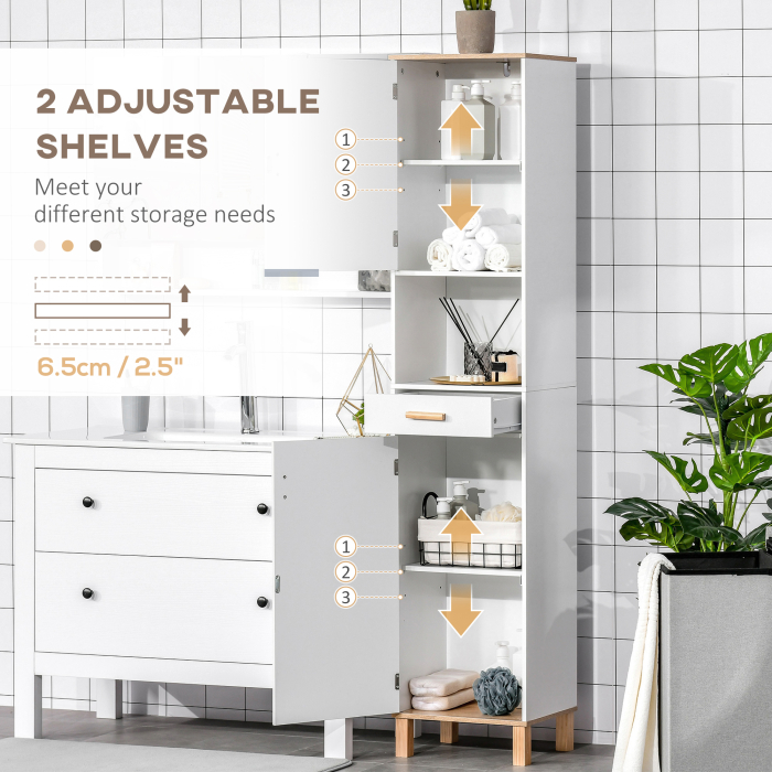  Dulap Coloana economie de spatiu din Lemn pentru Baie Alb [4]