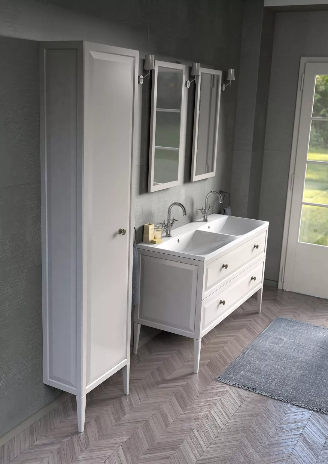 Dulap coloana Oristo Siena, 170 x 40 x 17 cm, usa, mat, gri, 45-SB1D-40-12 [4]