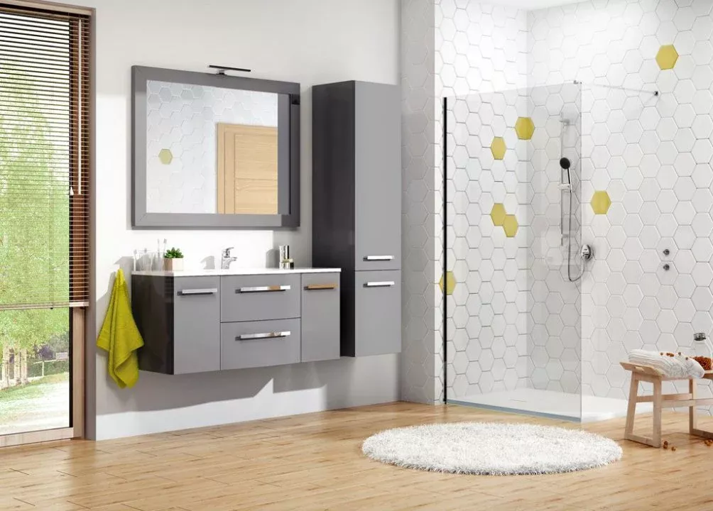 Dulap coloana Oristo Wave 170 x 40 x 40 cm, usa, mat, gri, 39-SB1D1S-40-4 [2]