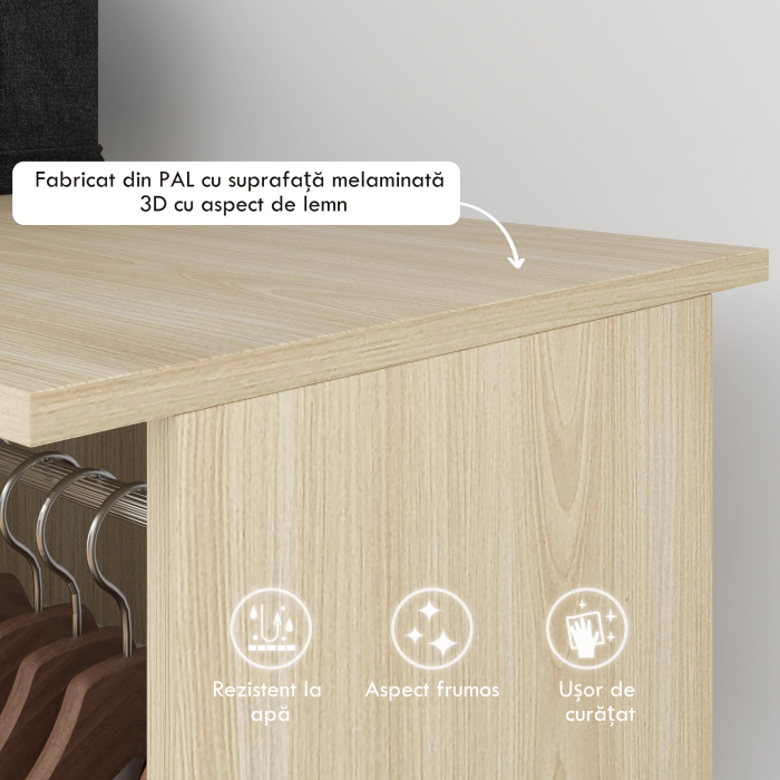  Dulap cu 5 Rafturi si 6 Roti, 120x40x128 cm, Negru [4]