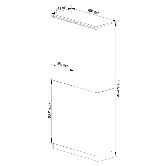 Dulap cu 8 etajere, PAL laminat 16 mm, 80x35x180 cm, stejar sonoma si alb [3]