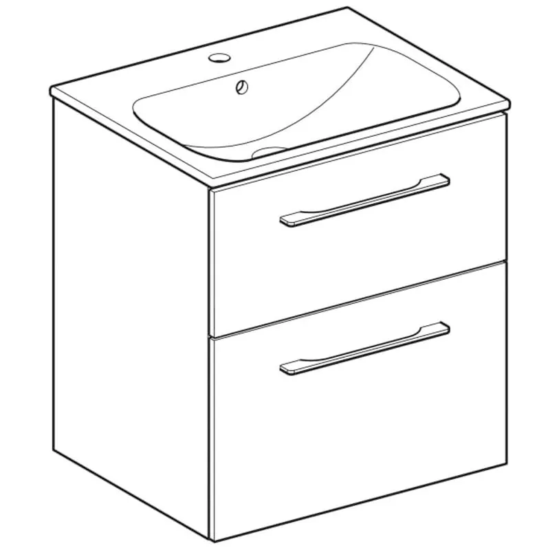 Dulap cu lavoar Geberit Selnova, suspendat, 63.5 x 58.8 x 48 cm, sertare, alb/maro, 501.239.00.1 [5]