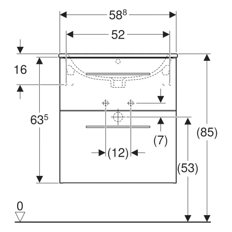 Dulap cu lavoar Geberit Selnova, suspendat, 63.5 x 58.8 x 48 cm, sertare, alb/maro, 501.239.00.1 [3]