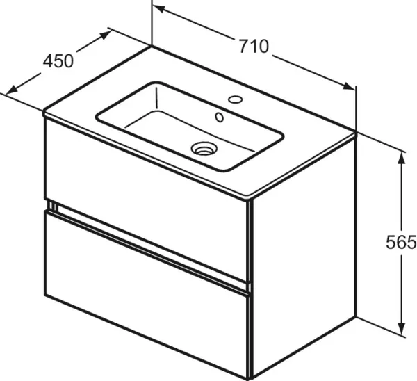 Dulap cu lavoar Ideal Standard Eurovit, suspendat 70 x 45 x 55 cm, sertar, mat, maro, R0573Y8 [5]