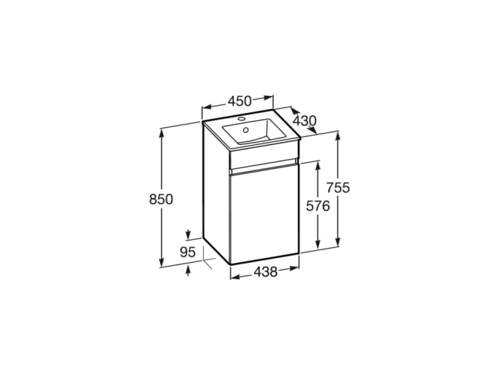 Dulap cu lavoar Roca A852501806, lavoar N-Cube, montaj pe perete, lavoar inclus, tip deschidere maner, tip maner cantuit [2]