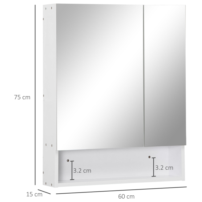  Dulap cu oglinda dreptunghiulara din MDF si Sticla, 60x15x75cm, Alb [3]