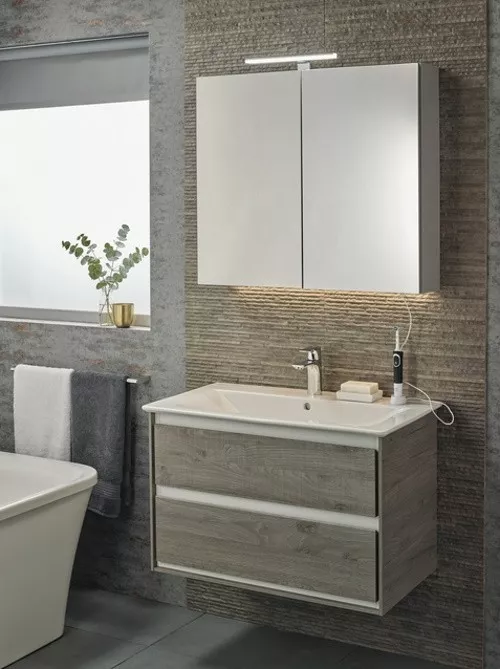 Dulap cu oglinda Ideal Standard, suspendat, 80 x 70 x 17 cm, SoftClose, gri, T3591AL [2]