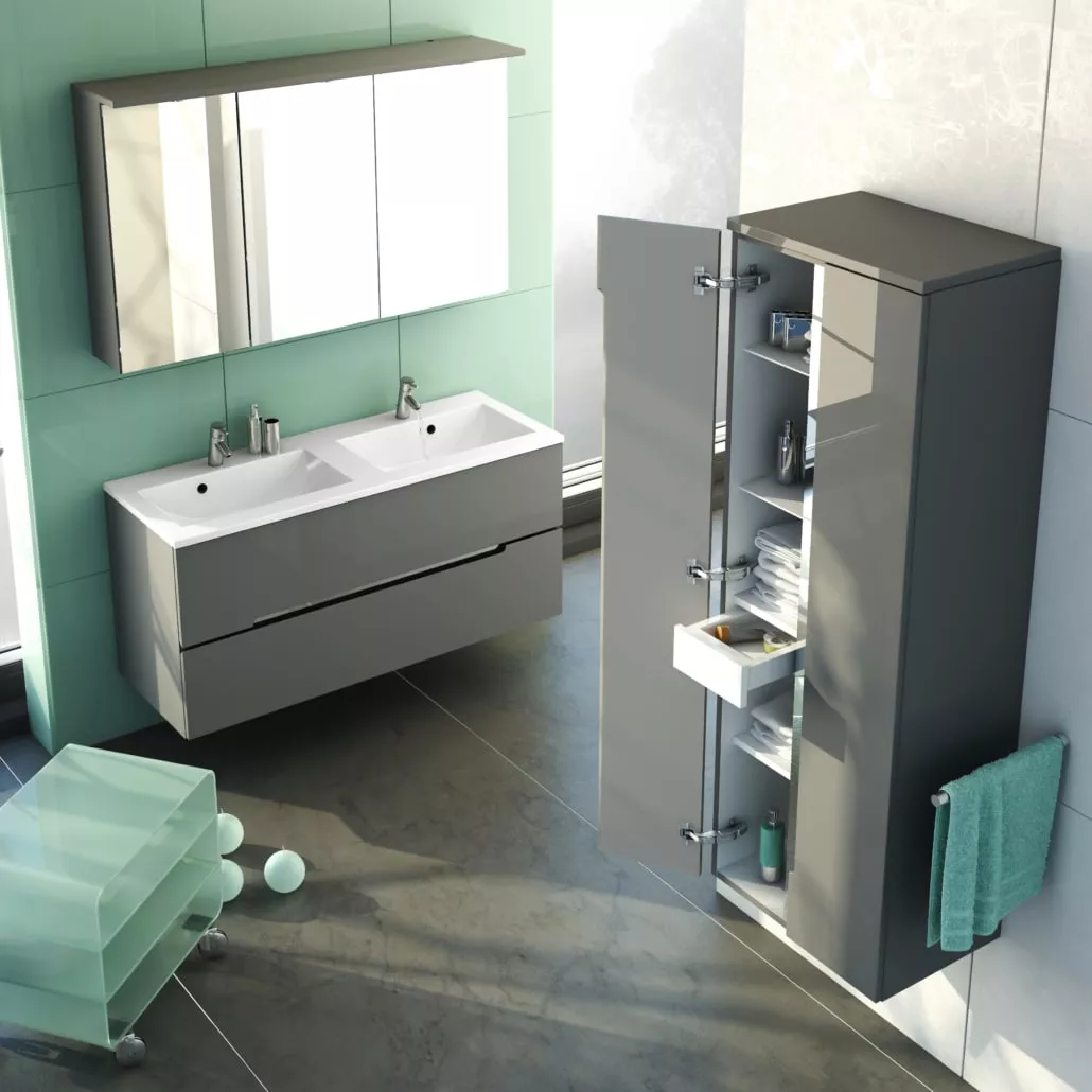 Dulap cu oglinda Oristo Silver, 120 x 71 x 14 cm, iluminare, mat, alb, 33-SGLD-120-1 [2]